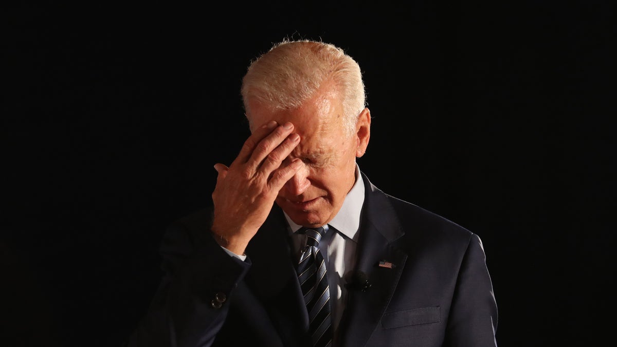 DES MOINES, IOWA - JULY 15: Democratic presidential candidate former U.S. Vice President Joe Biden pauses as he speaks during the AARP and The Des Moines Register Iowa Presidential Candidate Forum at Drake University on July 15, 2019 in Des Moines, Iowa. Twenty Democratic presidential candidates are participating in the forums that will feature four candidate per forum, to be held in cities across Iowa over five days.  (Photo by Justin Sullivan/Getty Images)