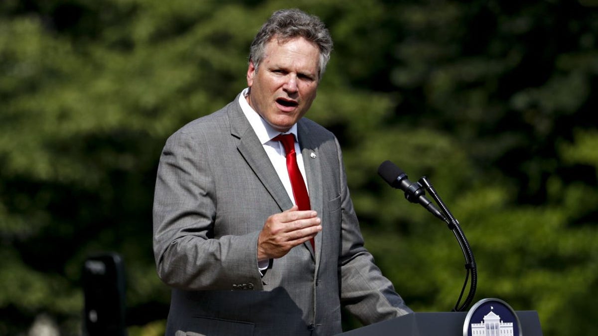 Michael Dunleavy, governor of Alaska, speaks during an event on the South Lawn of the White House in Washington, D.C., Al Drago/Bloomberg via Getty Images