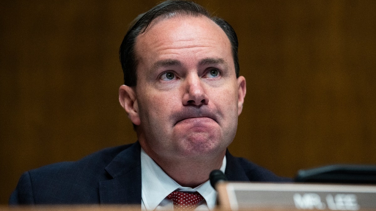 Sen. Mike Lee, R-Utah., questions Nina Morrison, nominee to be U.S. District Judge for the Eastern District Of New York, during her Senate Judiciary Committee confirmation hearing in Dirksen Building on Wednesday, February 16, 2022. (Tom Williams/CQ-Roll Call, Inc via Getty Images)