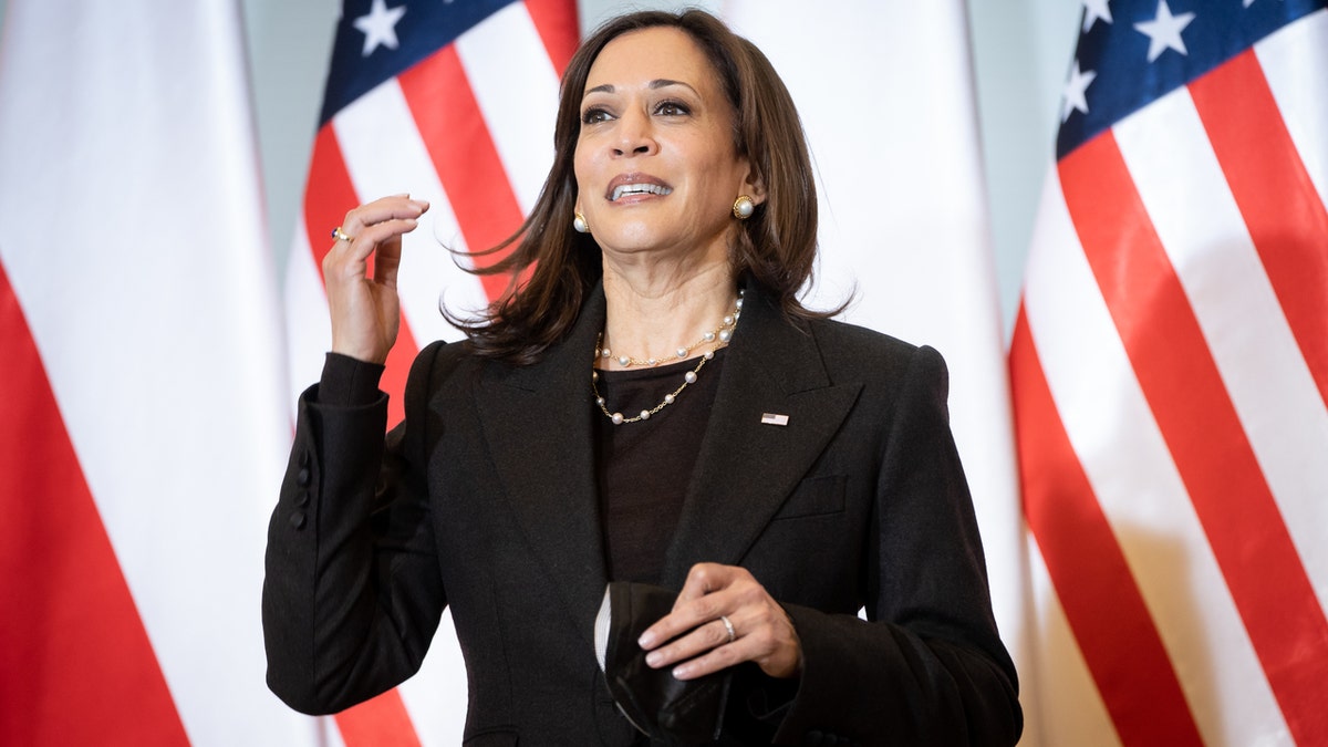 U.S. Vice President Kamala Harris meets Polish Prime Minister Mateusz Morawiecki at the Chancellery in Warsaw, Poland, on March 10, 2022. (Photo by Mateusz Wlodarczyk/NurPhoto via Getty Images)