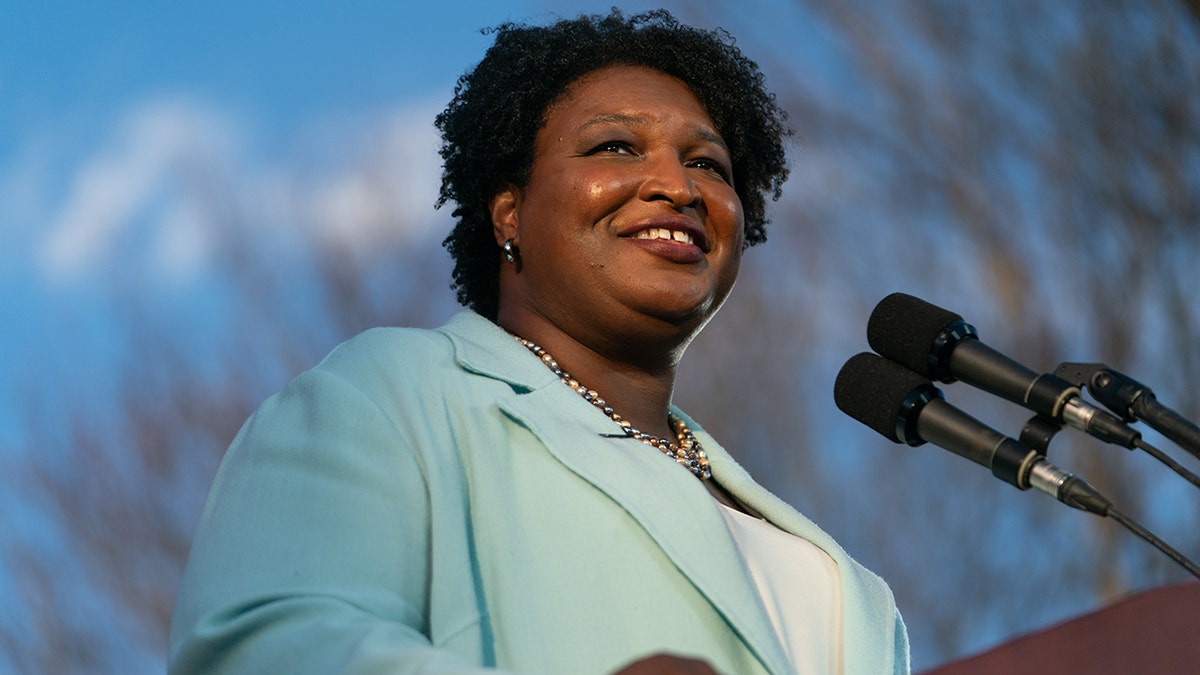 Stacey Abrams speaks at an event