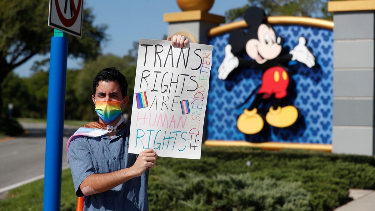 Disney don't say gay bill protester
