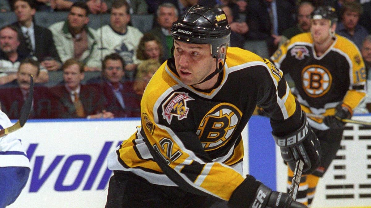 Dmitri Khristich #12 of the Boston Bruins skates against the Toronto Maple Leafs during NHL game action on March 17, 1999 at Air Canada Centre in Toronto, Ontario, Canada.