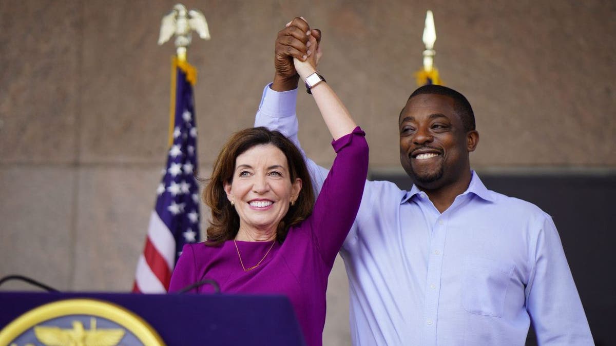 New York, N.Y.: New York Governor Kathy Hochul and then-State Senator Brian Benjamin