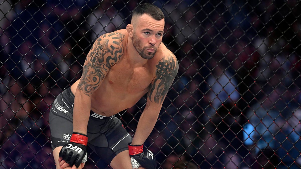 Colby Covington looks on before his welterweight fight against Jorge Masvidal during UFC 272 at T-Mobile Arena on March 05, 2022, in Las Vegas, Nevada.