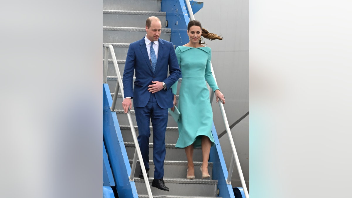 Kate Middleton's Aquamarine/Blue Dress in the Bahamas is by Emilia