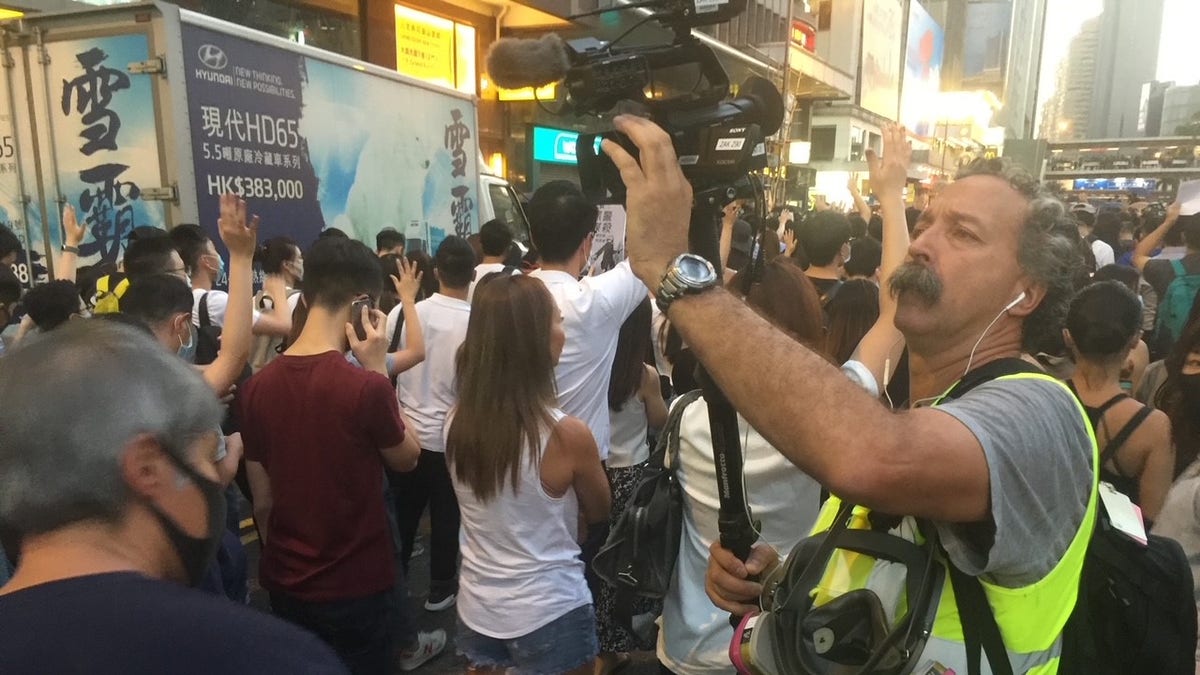 Pierre Zakrzewski covering the Hong Kong riots in Oct. 2019.