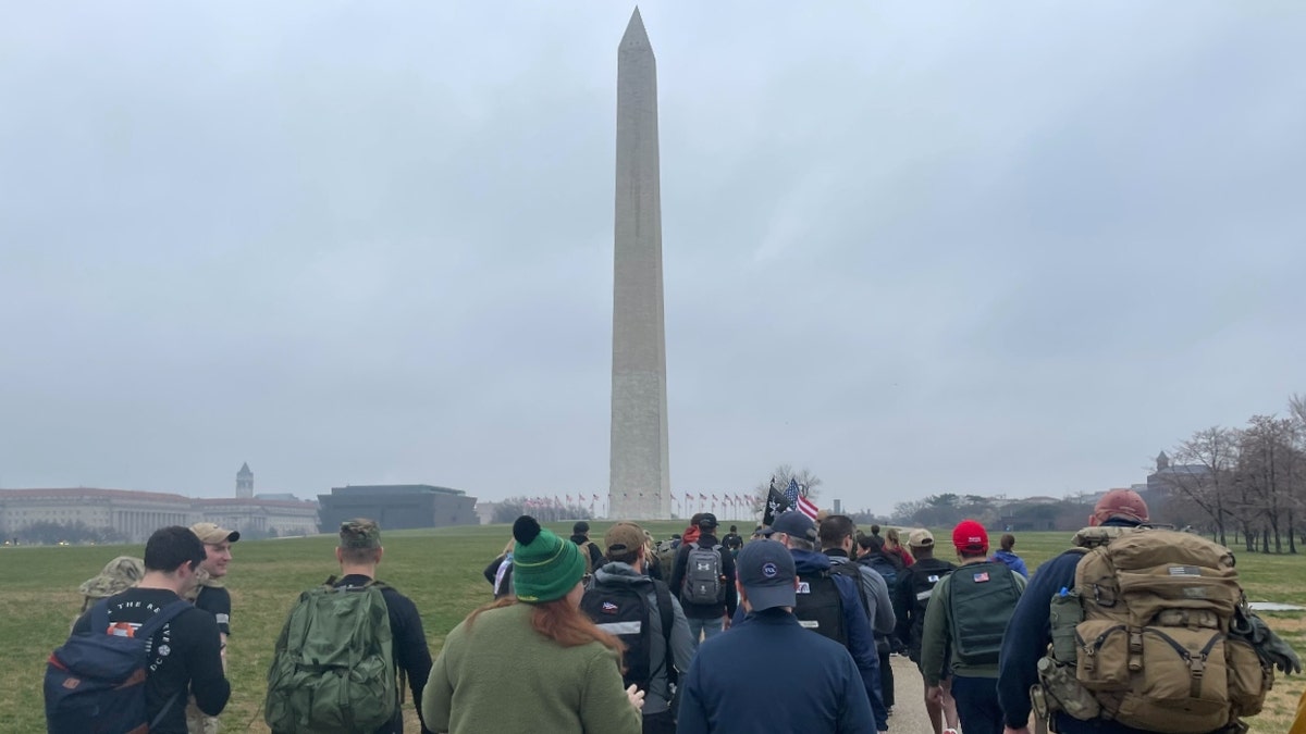 People march at the Global War on Terrorism Memorial Foundation's first annual "Ruck the Reserve" event (Credit: Fox News/ Audrey Conklin)