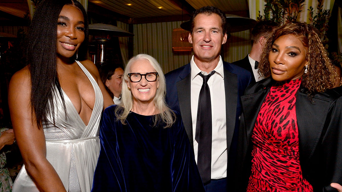 (L-R) Venus Williams, Jane Campion, Head of Global Film at Netflix Scott Stuber, and Serena Williams attend Netflix's Critics Choice Awards After Party at Lumiere Brasserie Restaurant on March 13, 2022, in Century City, California.