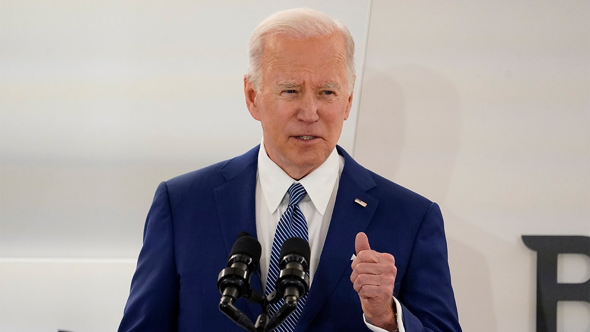 President Joe Biden speaks at Business Roundtable's CEO quarterly meeting, Monday, March 21, 2022, in Washington. (AP Photo/Patrick Semansky)