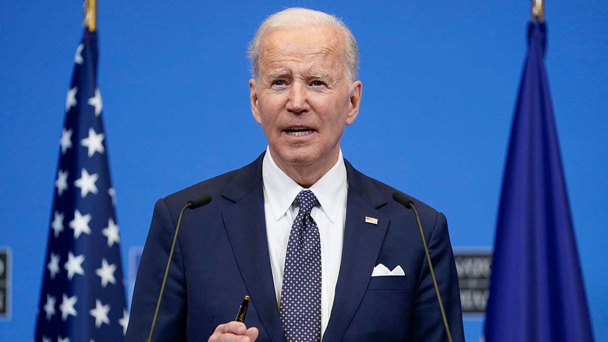 President Biden speaks about the Russian invasion of Ukraine during a news conference after a NATO summit and Group of Seven meeting at NATO headquarters, Thursday, March 24, 2022, in Brussels. (AP Photo/Evan Vucci)