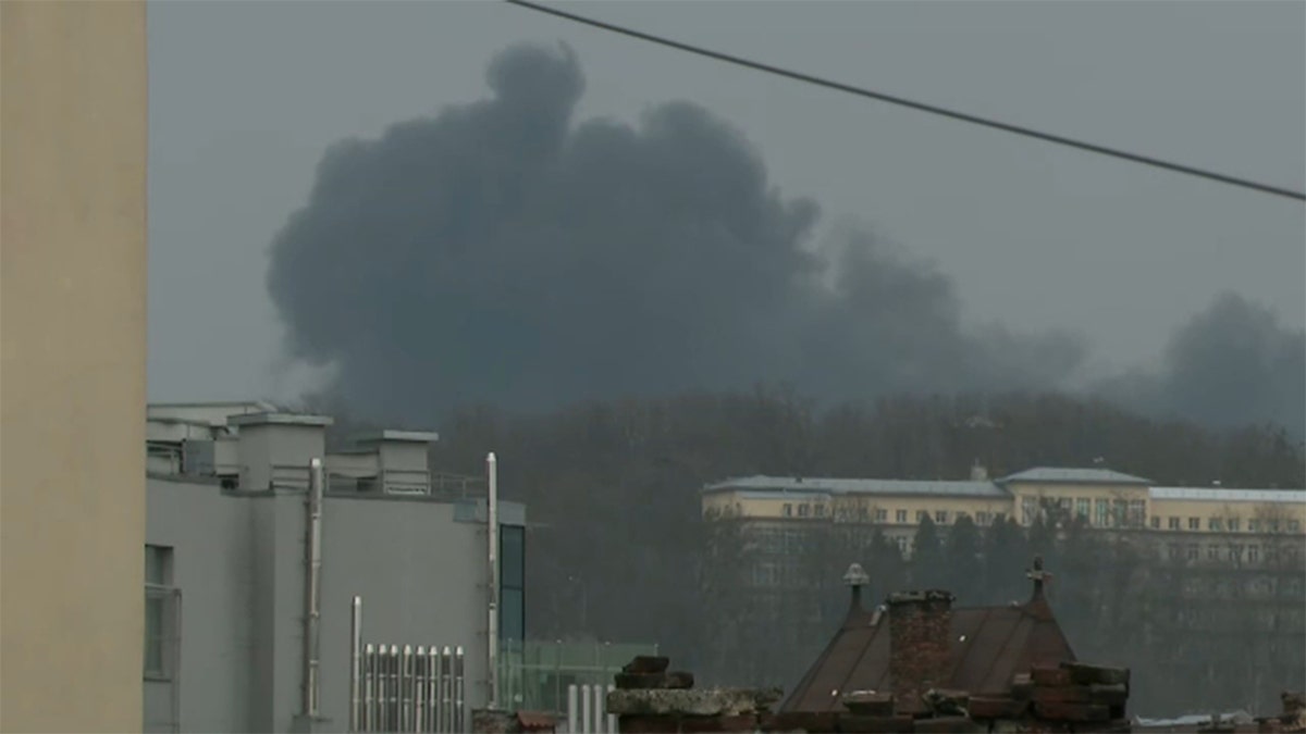 Explosions rocked the western Ukrainian city of Lviv Saturday, March 26, 2022, near an oil depot.