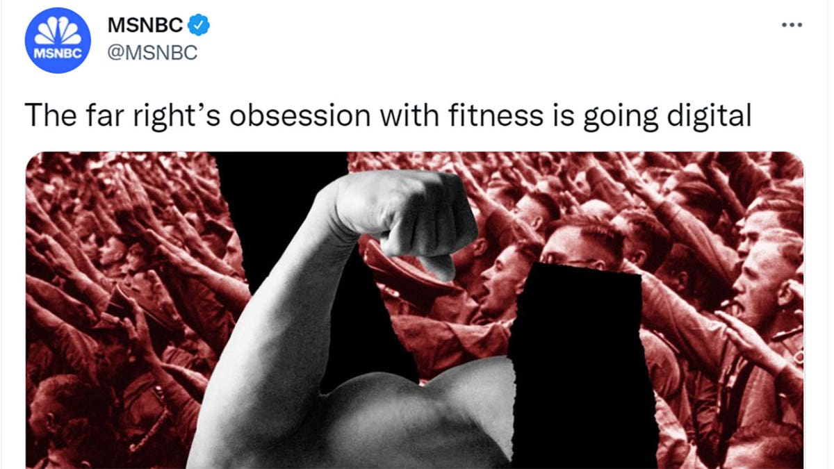 A tweet from MSNBC stated, "The far right's obsession with fitness is going digital"