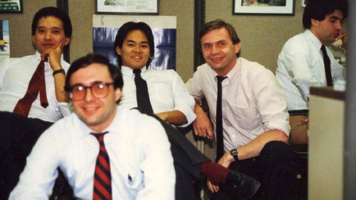 This undated photo shows Jack Barsky and his colleagues at MetLife.