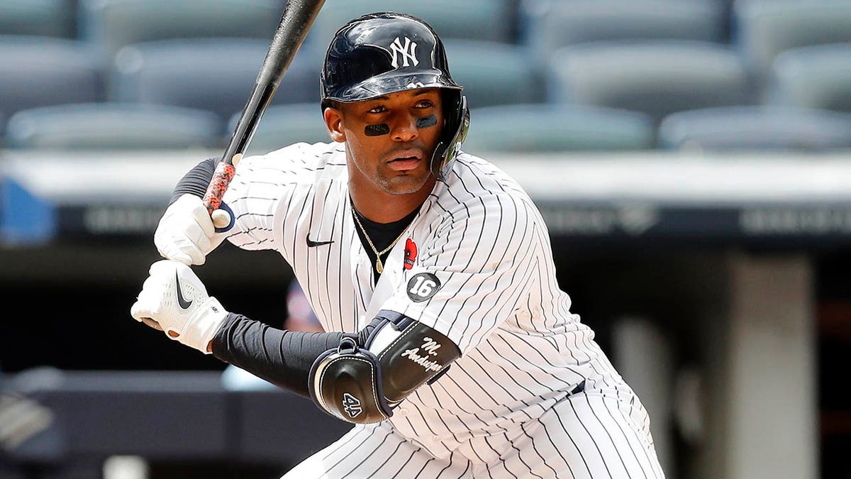 Miguel Andújar of the New York Yankees in action against the Tampa Bay Rays at Yankee Stadium May 31, 2021, in New York City. 