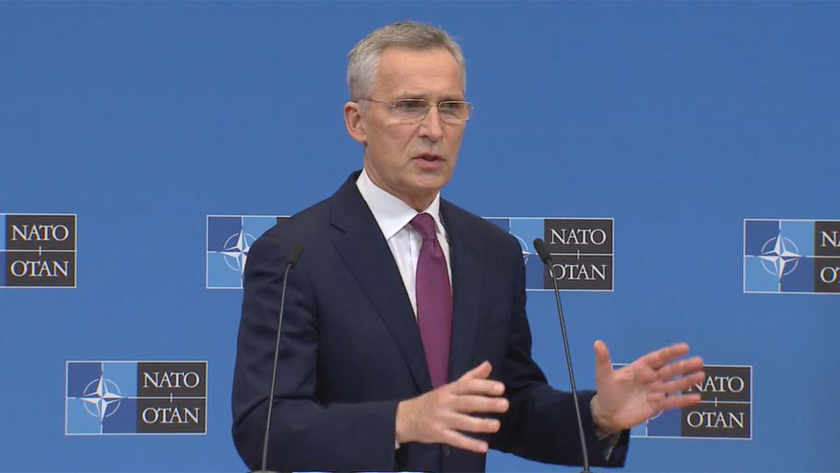NATO Secretary Jens Stoltenberg took questions from reporters Friday, March 4, 2022.