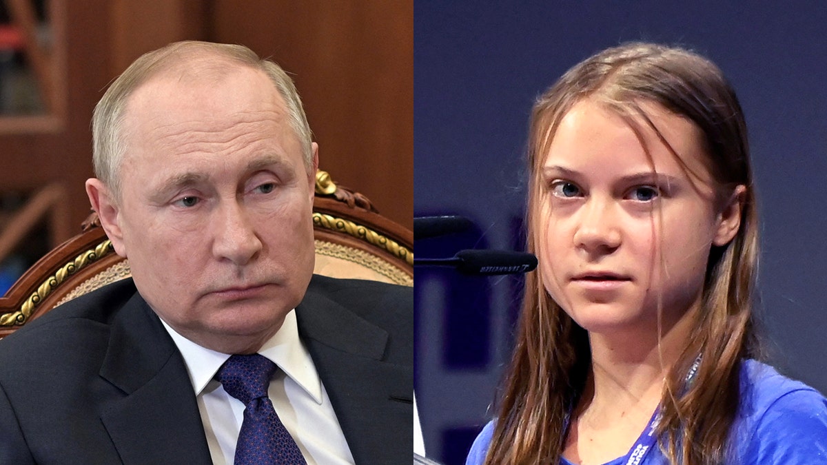 Russian President Vladimir Putin and Swedish climate activist Greta Thunberg