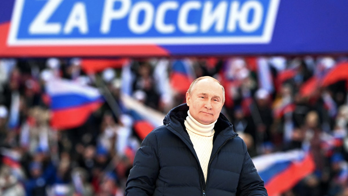 President Vladimir Putin tells crowd in Moscow Russia will win Ukraine war