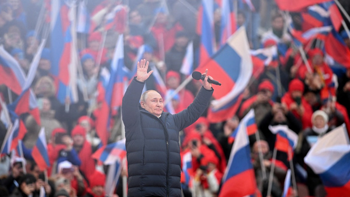 President Vladimir Putin addresses rally in Moscow amid war in Ukraine