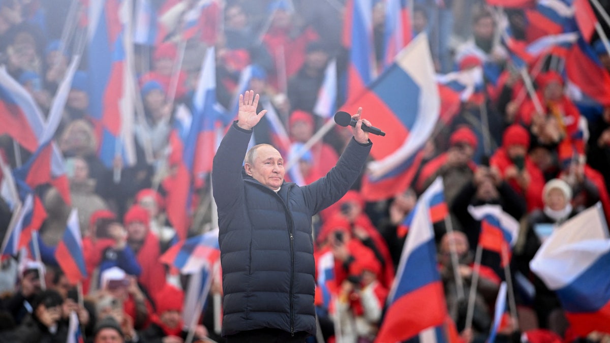 President Vladimir Putin addresses rally in Moscow amid war in Ukraine