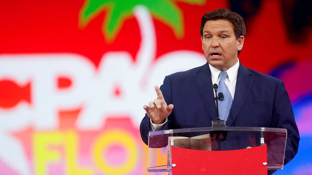 U.S. Florida Governor Ron DeSantis speaks at the Conservative Political Action Conference (CPAC) in Orlando, Florida, U.S. 