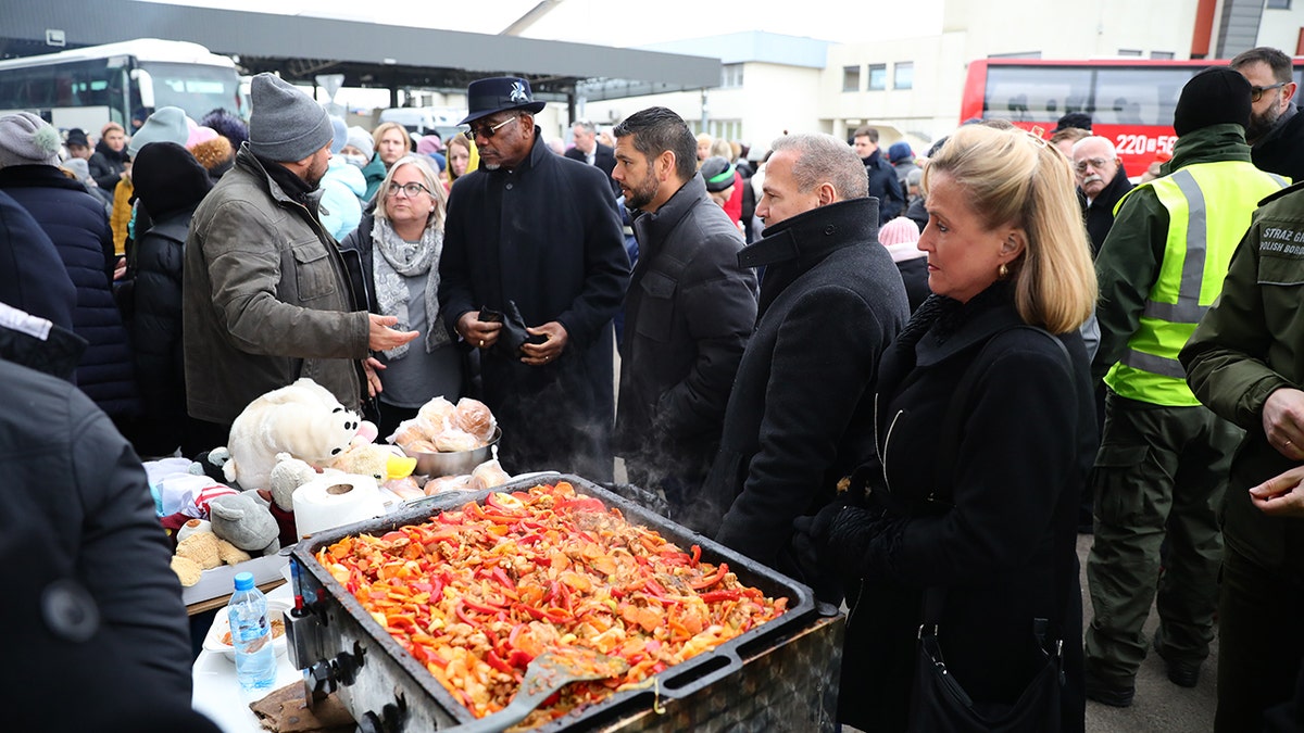 Rep. Gregory Meeks, D-N.Y., organized a bipartisan trip to Poland over the March 4, 2022 weekend. Here members of Congress are at the border of Ukraine as refugees enter the country. Photo courtesy of the House Foreign Affairs Committee, with permission.