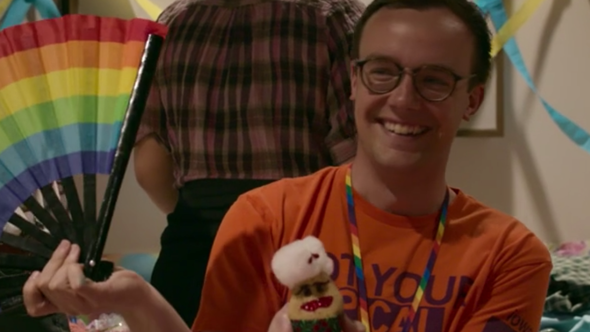 Chasten Buttigieg reveals his "drag-tater" named "Cherry" at an LBGTQ youth event depicted in the Amazon Prime Documentary "Mayor Pete."