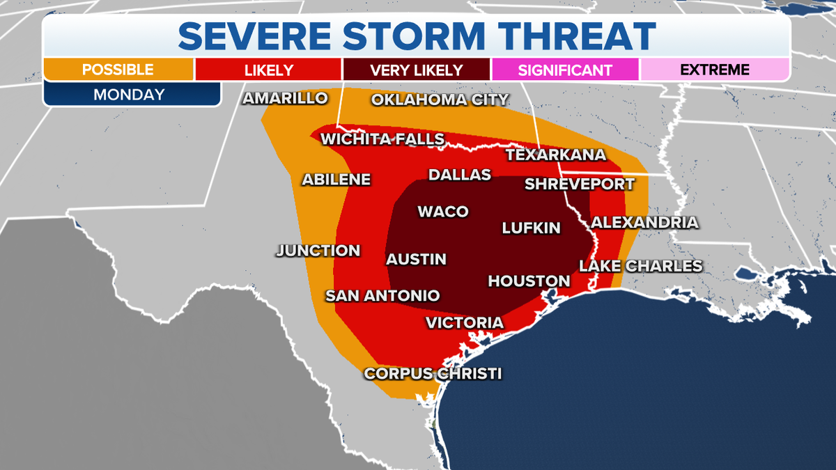 The severe storm threat for Monday.
