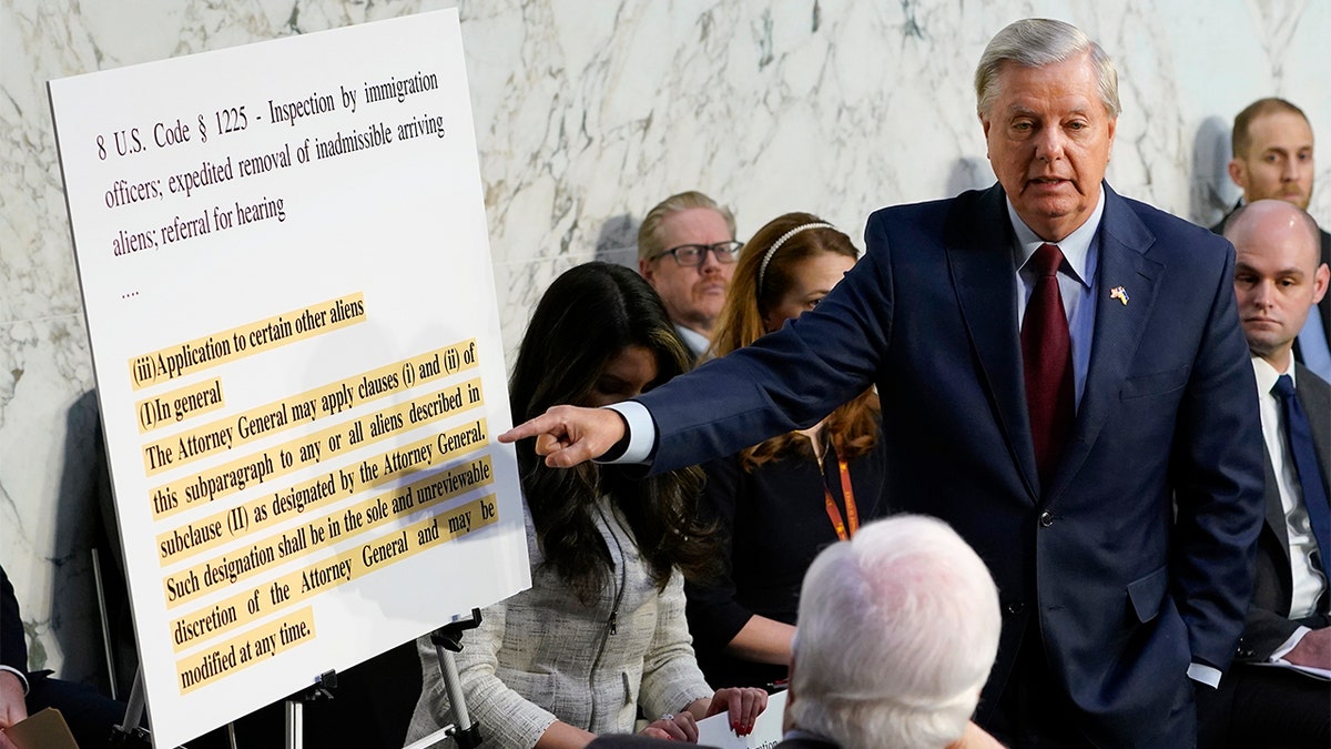 Sen. Lindsey Graham, R-S.C., speaks during the confirmation hearing of Supreme Court nominee Judge Ketanji Brown Jackson before the Senate Judiciary Committee on Capitol Hill in Washington, Wednesday, March 23, 2022. (AP Photo/Susan Walsh)