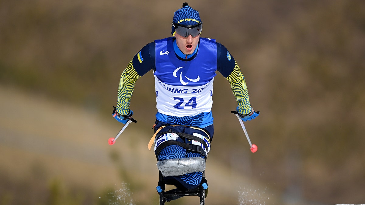 Taras Rad of Team Ukraine competes in the Para Cross-Country Skiing during day two of the Beijing 2022 Winter Paralympics at on March 06, 2022, in Zhangjiakou, China.