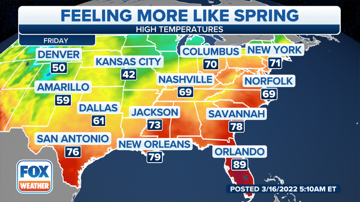 Warmer temperatures across the U.S.