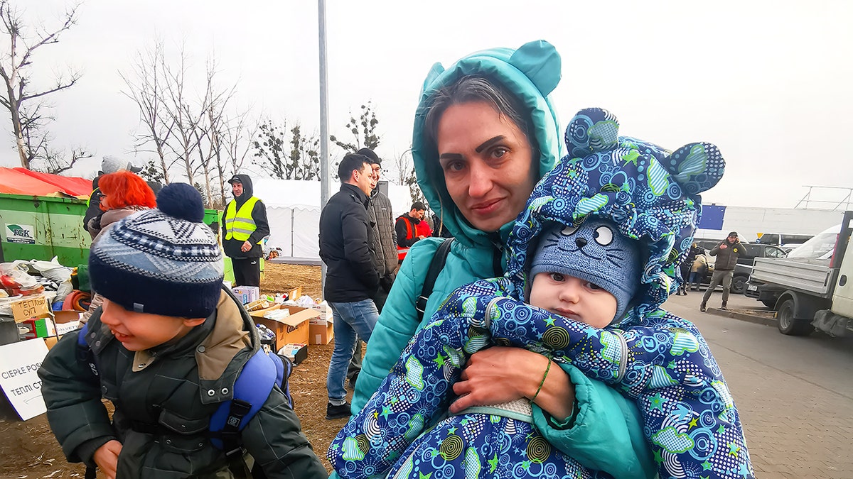 Ukrainian mom and kids