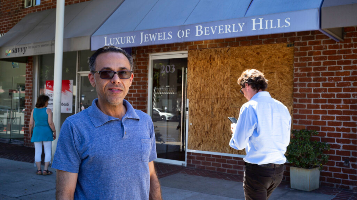 Peter Sedghi in front of his California jewelry store