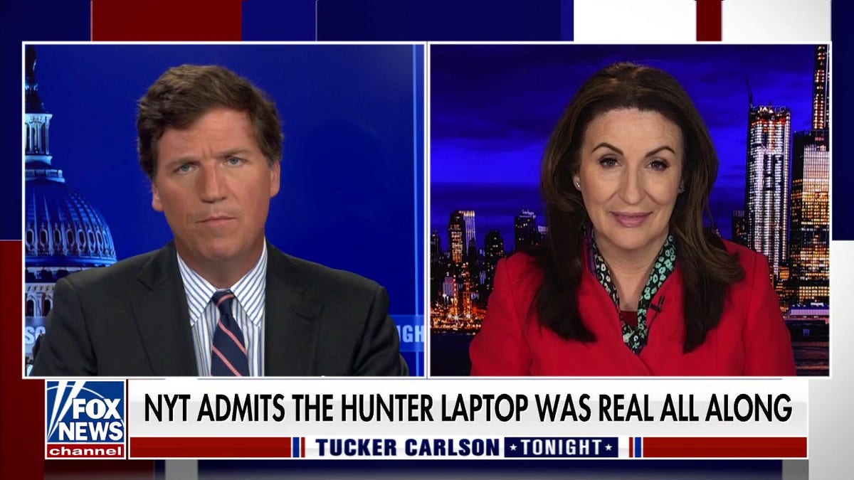Miranda Devine and Tucker Carlson discuss hunter biden laptop story new york times report
