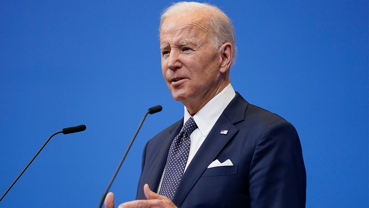 President Biden speaks about the Russian invasion of Ukraine during a news conference after a NATO summit and Group of Seven meeting at NATO headquarters, Thursday, March 24, 2022, in Brussels. (AP Photo/Evan Vucci)