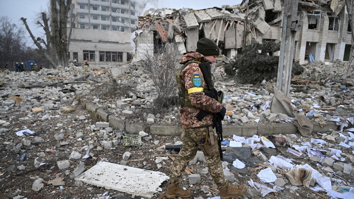 Ukraine-Russian war destroyed school building