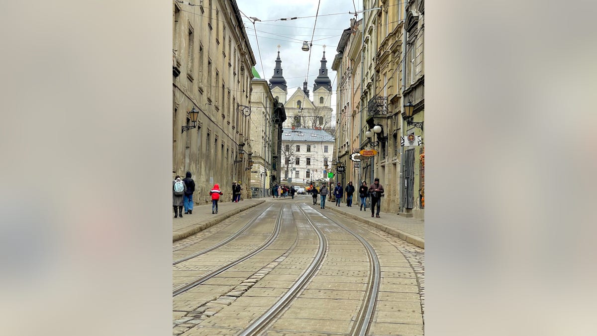 Lviv, Ukraine, street empty amid Russia war