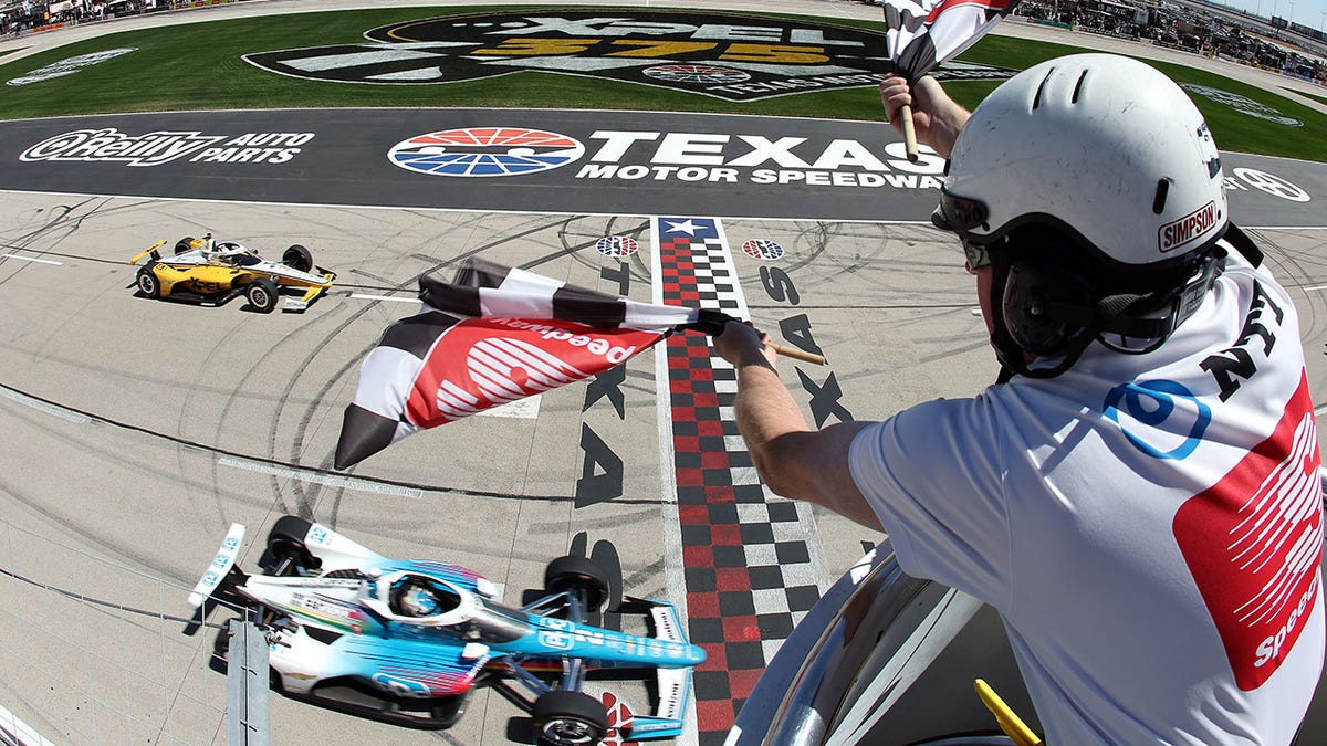 Josef Newgarden beat teammate Scott McLaughlin across the finish line at Texas Motor Speedway.