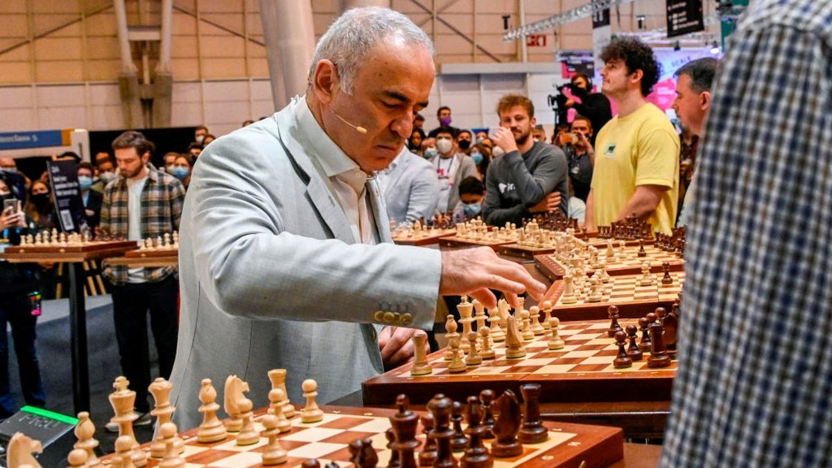 Russian chess grandmaster Garry Kasparov pictured in action competing