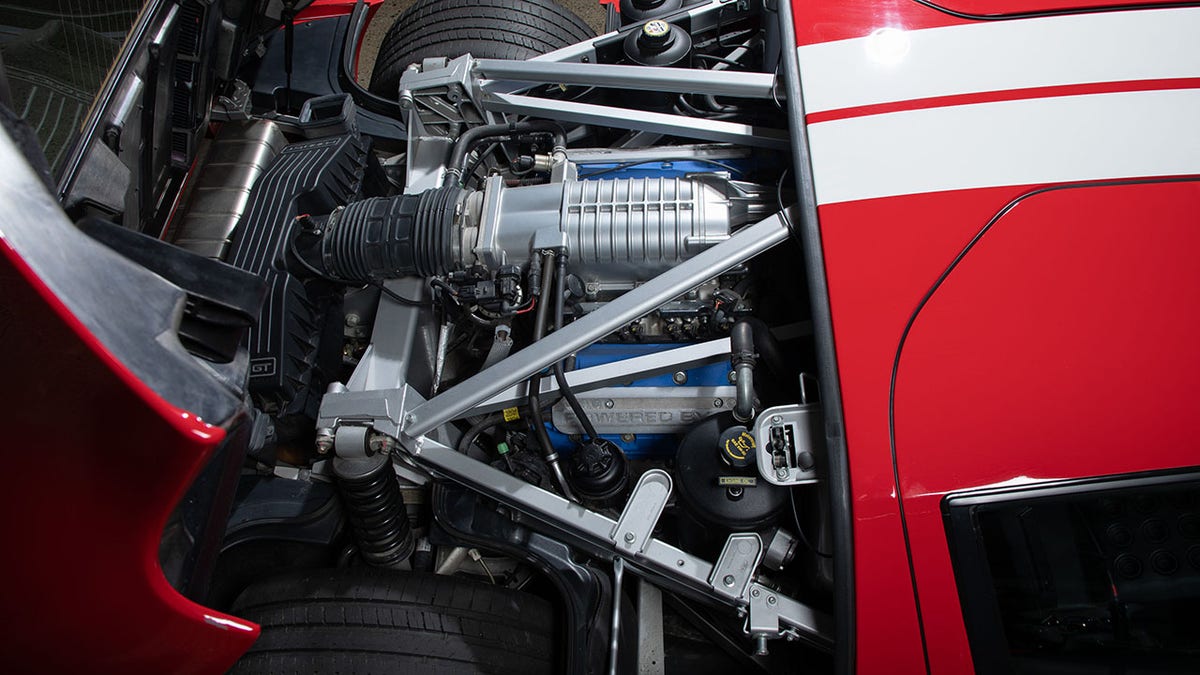 The Ford GT is powered by a 550 hp supercharged V8.