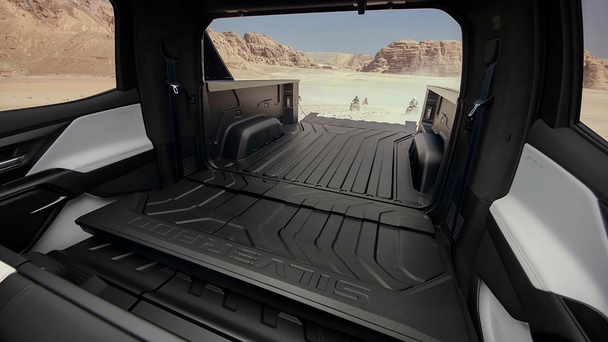 The electric Chevrolet Silverado EV has a Multi-Flex Midgate feature that allows the bed wall to be folded down into the cabin.