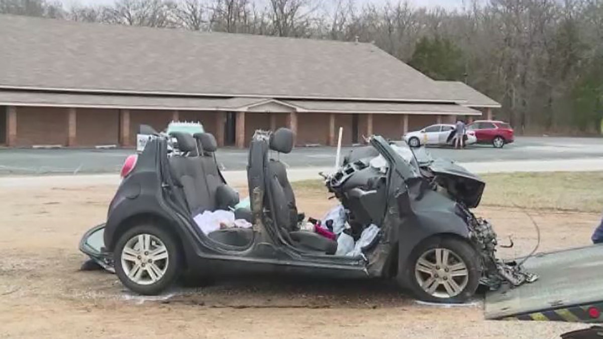 Six teenage girls on a high school lunch break were killed when their small car with only four seats collided with a large truck hauling rocks, the Oklahoma Highway Patrol said Wednesday.