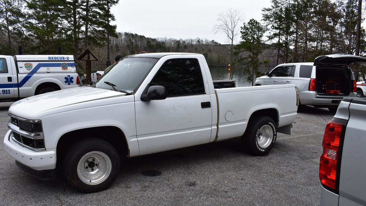 Drew Morgan's truck where investigators recovered drug paraphernalia and empty cans of Michelob Ultra.