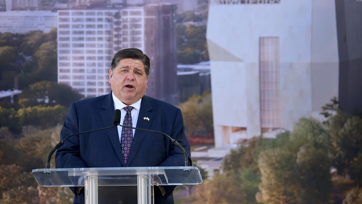 Illinois Gov. J.B. Pritzker speaks during a ceremonial groundbreaking at the Obama Presidential Center in Jackson Park on Sept. 28, 2021 in Chicago. (Getty Images)