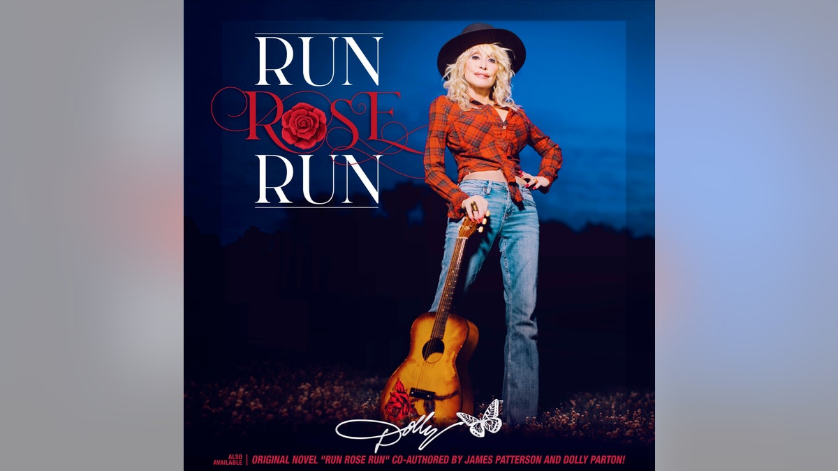 This cover image released by Butterfly Records shows "Run Rose Run" by Dolly Parton. The iconic singer also has a book co-authored by James Patterson releasing this week with the same title.