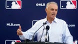 Major League Baseball Commissioner Rob Manfred speaks during a news conference after negotiations with the players' association toward a labor deal, Tuesday, March 1, 2022, at Roger Dean Stadium in Jupiter, Fla. Manfred said he is canceling the first two series of the season that was set to begin March 31, dropping the schedule from 162 games to likely 156 games at most. Manfred said the league and union have not made plans for future negotiations. Players won't be paid for missed games.