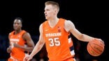Syracuse's Buddy Boeheim (35) looks to pass in the first half of an NCAA college basketball game against Florida State during the Atlantic Coast Conference men's tournament, Wednesday, March 9, 2022, in New York.