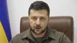In this image from video provided by the Ukrainian Presidential Press Office, Ukrainian President Volodymyr Zelenskyy speaks to the Norwegian Parliament from Kyiv, Ukraine, Wednesday, March 30, 2022. Zelenskyy, speaking through an interpreter during a live video appearance before the 169-member Stortinget, said that "the future of Europe is being decided now." (Ukrainian Presidential Press Office via AP)
