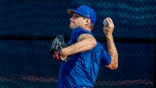 Port St. Lucie, FL: NY Mets pitcher Max Scherzer at spring training camp, March 12, 2022 in Port St. Lucie, Florida.