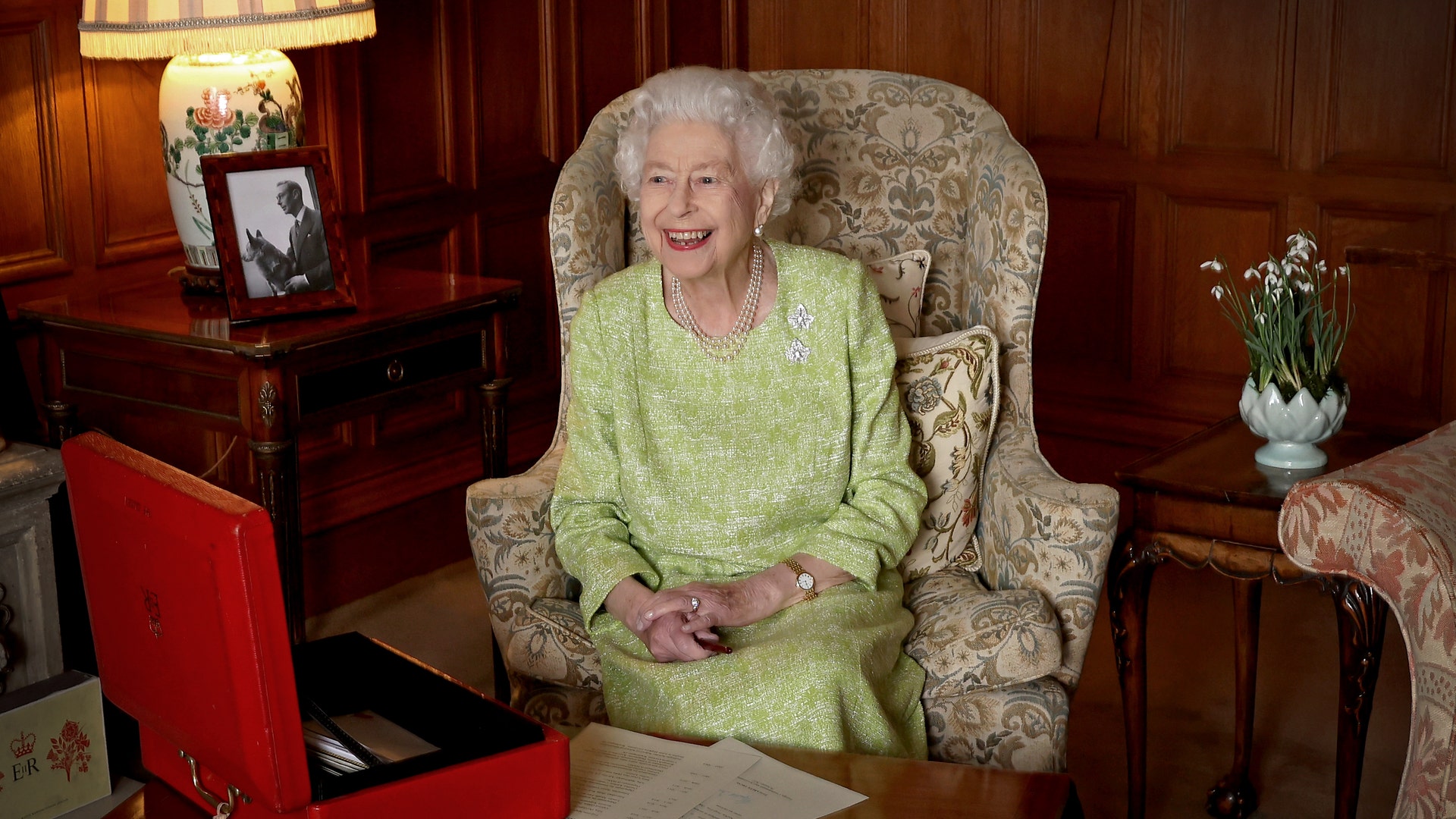 Queen Elizabeth II smiling Sandringham House